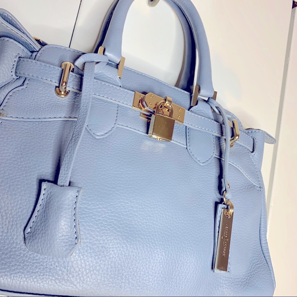 Beautiful blue leather handbag by Jasper Conran